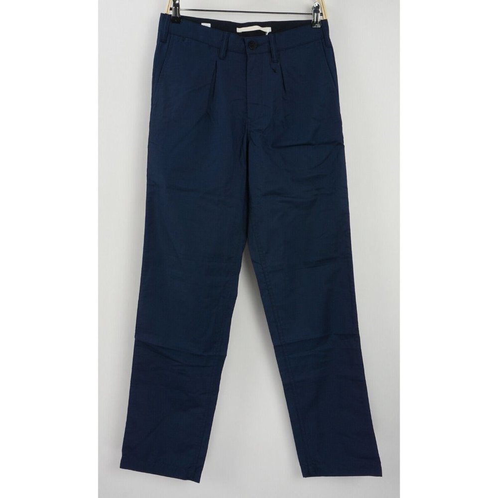 New Norse Projects Sten Cotton Panama Mens 29 x 30 Navy Blue Pleated Chino Pants